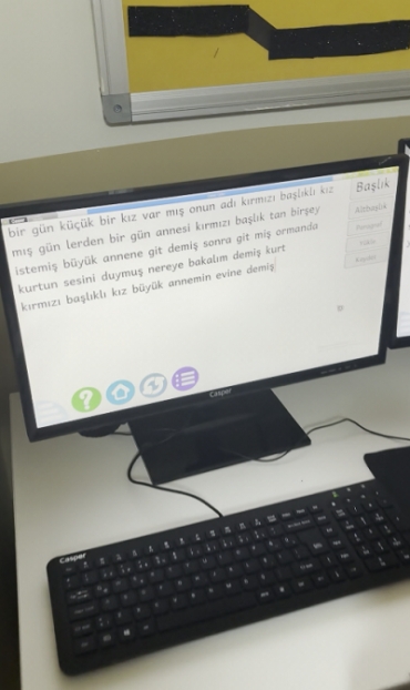 1.sınıf öğrencilerimizle Bilişim Teknolojileri dersinde gcompris uygulaması üzerinden hikayelerimizi yazdık.Klavye kullanımını öğrenmeye başladık.