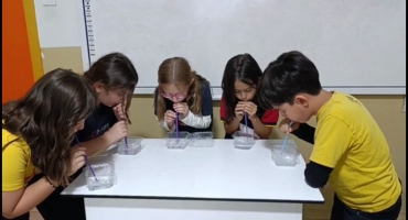 3/B sınıfı Su ve Kara Katmanlarını deney yaparak gözlemledi.