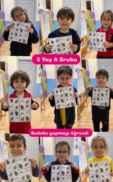 5 Yaş A grubu temel seviye sudoku yapmayı öğrendi .