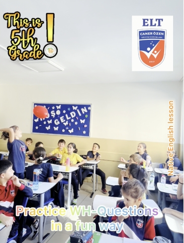 Our fifth graders have practiced WH-questions in a fun way. We used a red balloon to let them ask and answer the questions cheerfully so it has made a joyful opportunity for them.